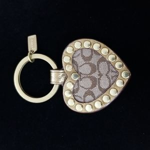 Coach Signature Heart Keychain Keyring Charm Keyfob